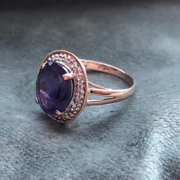 14k amethyst rose gold ring - Picture 4 of 16